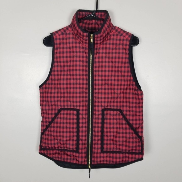 J. Crew buffalo check quilted red vest, size S - Picture 1 of 5